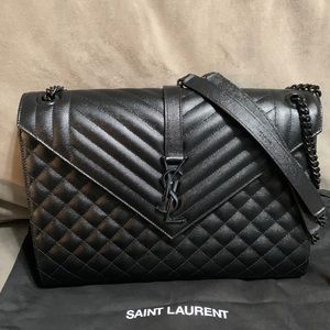 Saint Laurent large envelope bag black on black